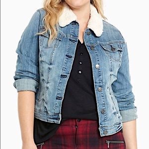 Torrid 1 plus size sherpa denim jeans jacket 1X XL